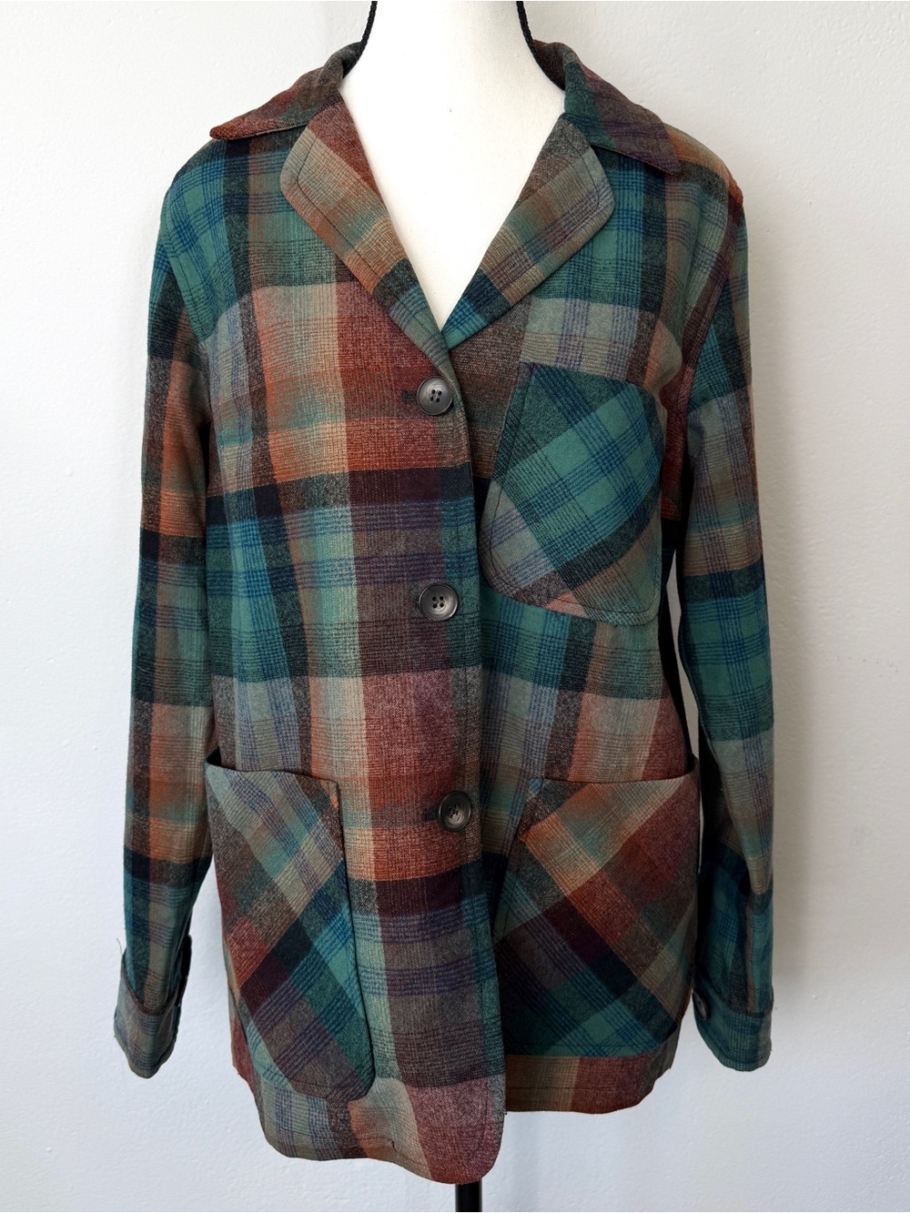 Pendleton 100% Virgin Wool Plaid Blazer Jacket Women's Medium Southwestern Lined
